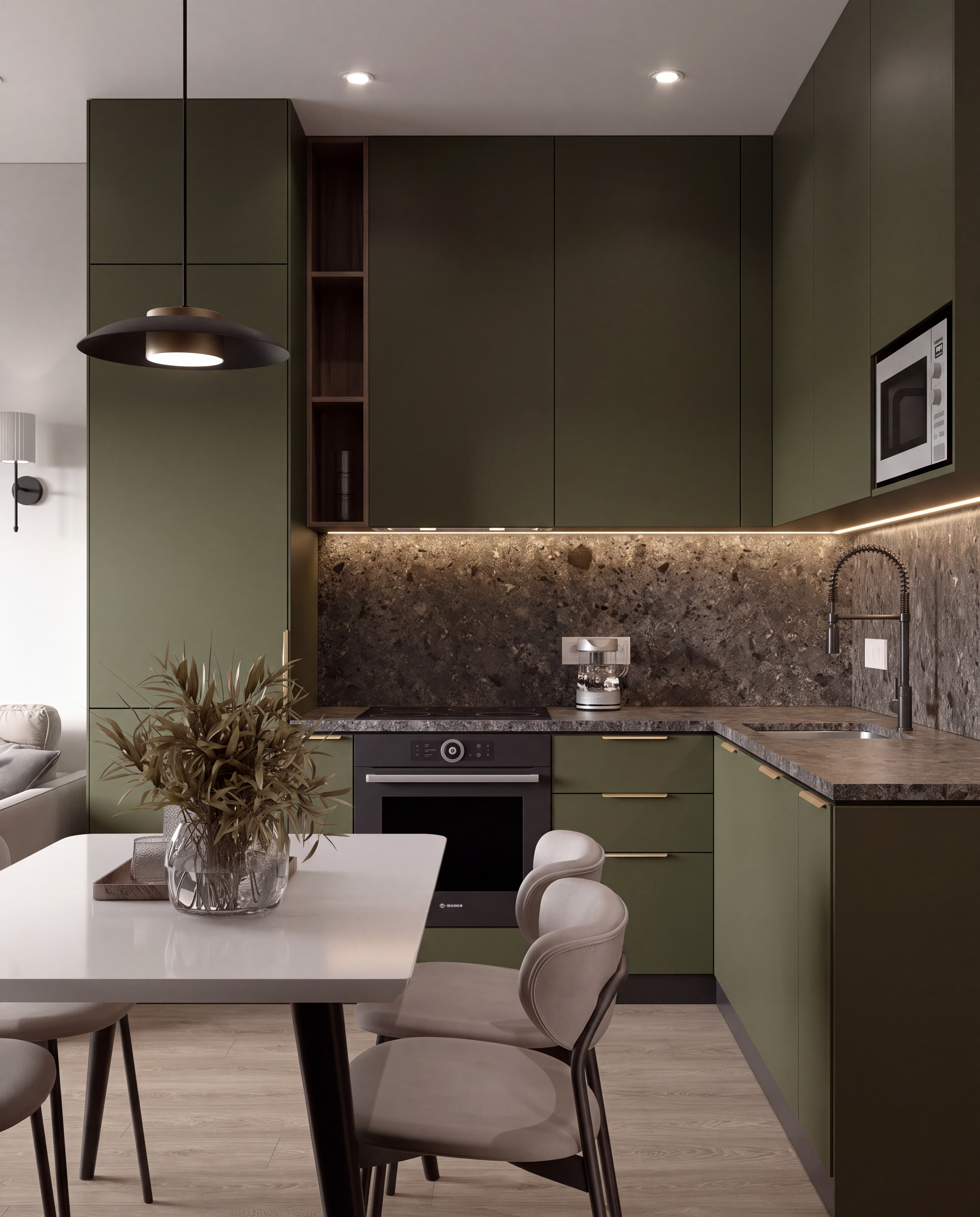 Большая угловая кухня Верде с фасадами AGT Supramat
